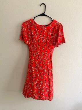 Atmosphere Red Floral Tie Waist Short Sleeve Dress